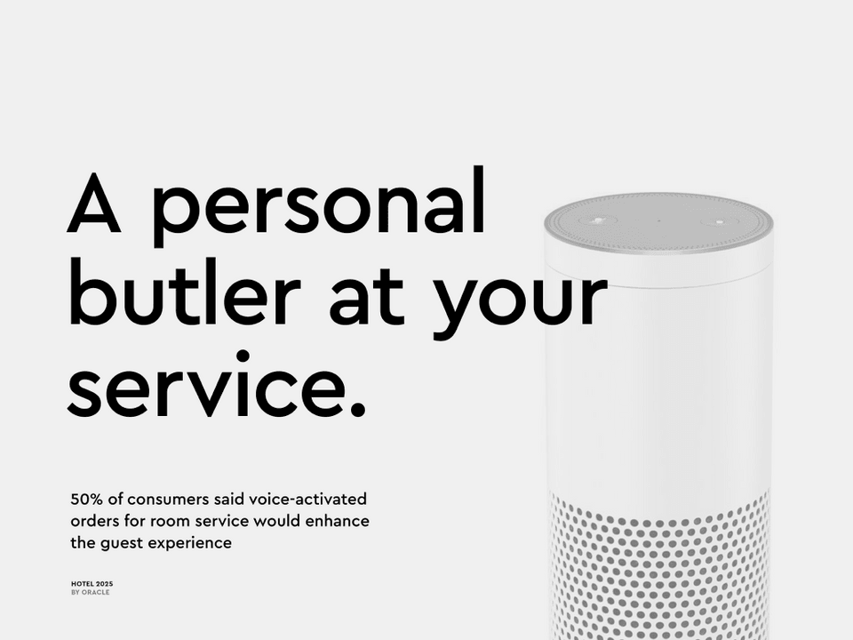 Generic voice-controlled virtual assistant. Caption reads A personal butler at your service.