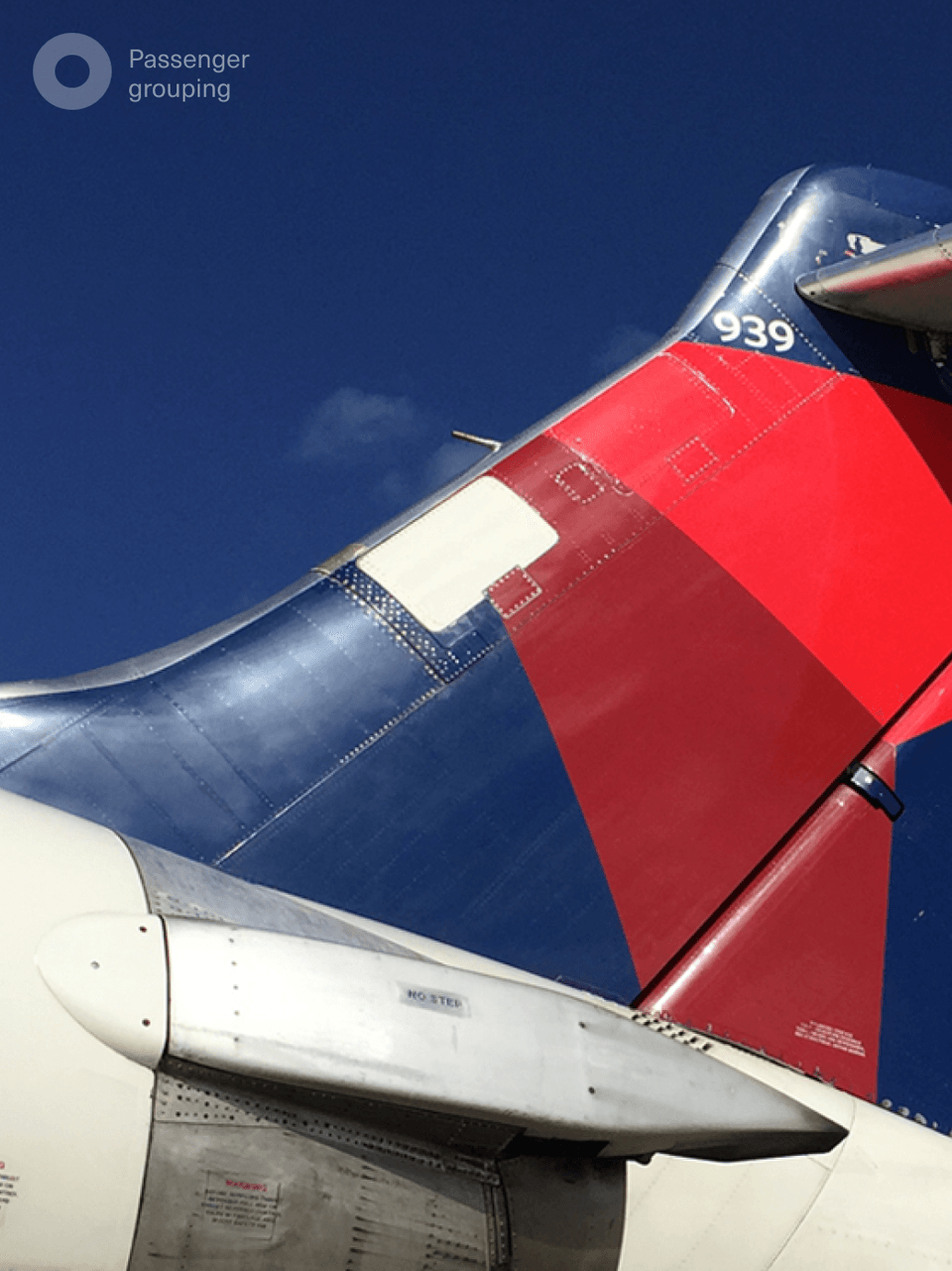 Close-up of the tail of a Delta aircraft.