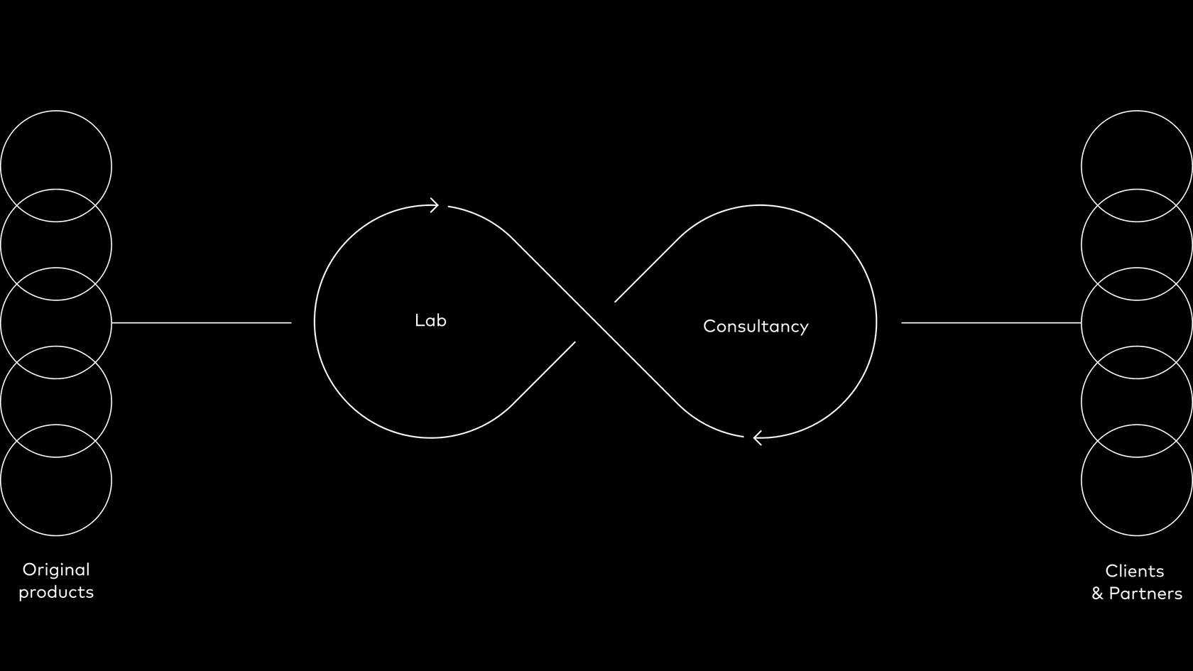 Simple diagram showing interconnected relationship between consultancy and lab projects.